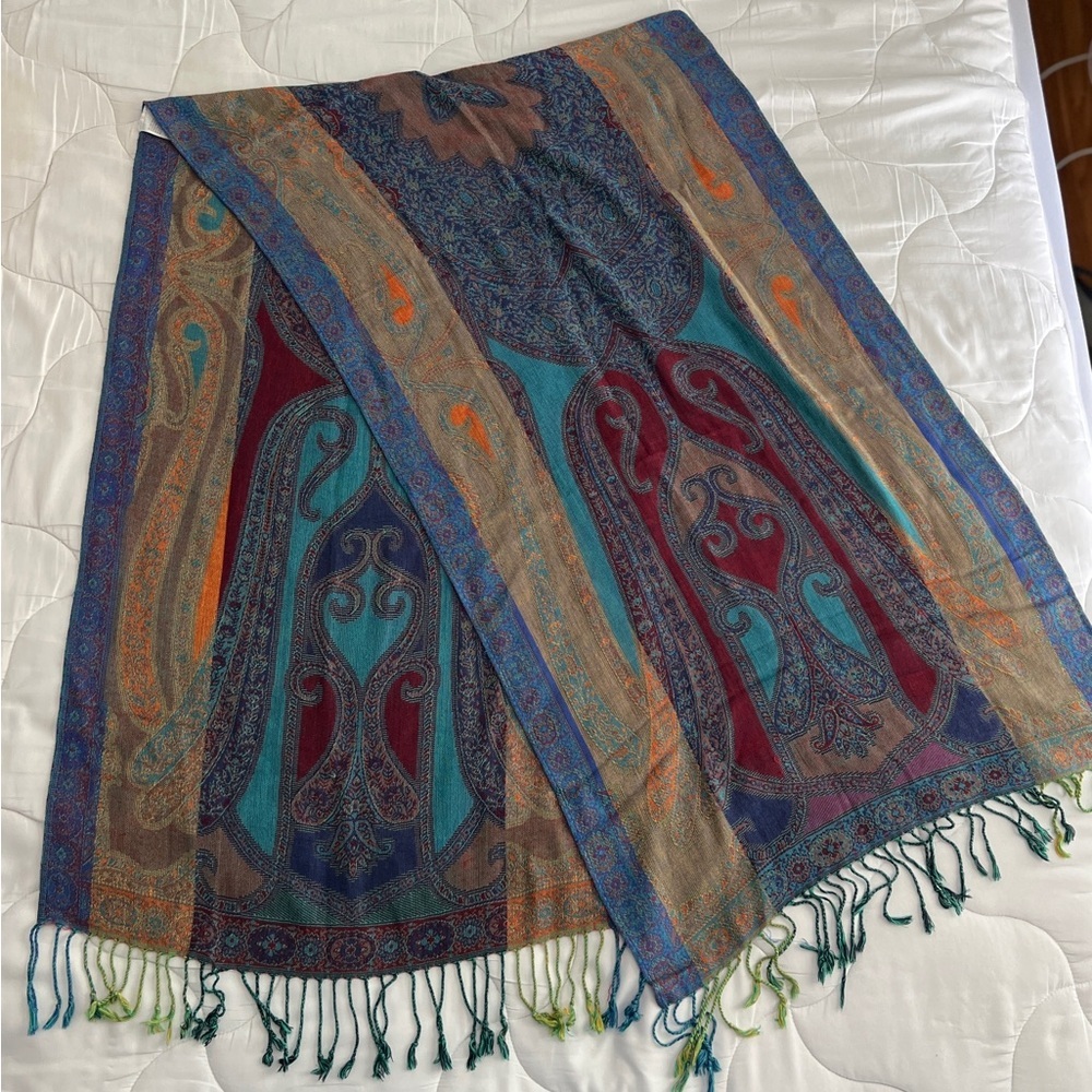 Assorted colors Tassle Boho Paisley Fringe Wrap Shawl Scarf 78” - Picture 6 of 11